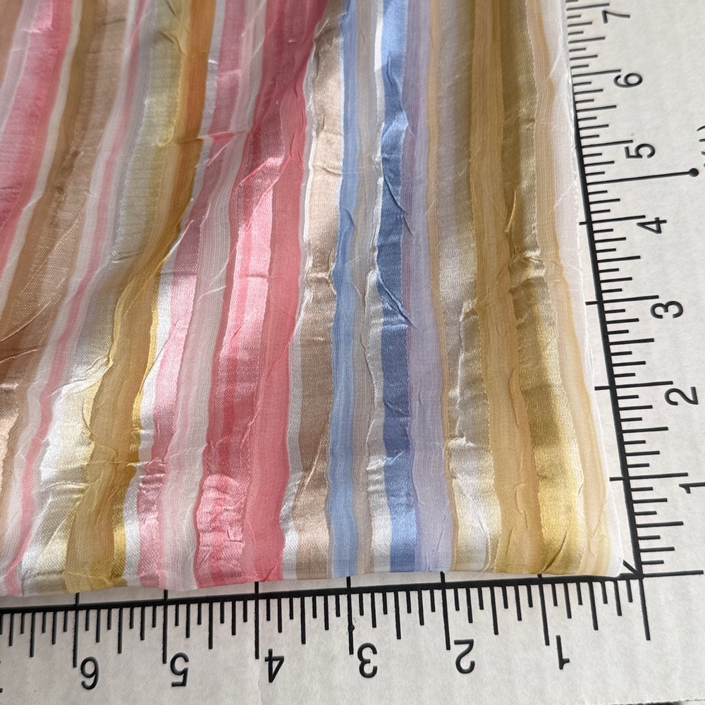 Vintage Crinkle Stripe Fabric – 3 Yards x 54” – Pastel Sheer Plissé – Silk Look - Picture 5 of 15